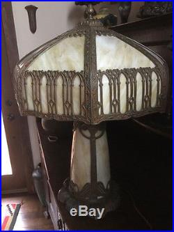 Antique vintage slag glass arts crafts victorian handel bradley hubbard era lamp