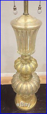 Archimede Seguso Vintage Gold Murano Art Glass Lamp by Marbro Lamp Midcentury
