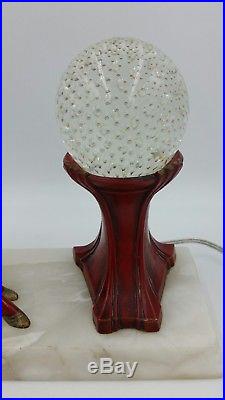 Art Deco 1920's J. B. Hirsch Gerdago Pixie Lady Lamp W Glass Crystal Ball Vintage