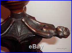 Art Deco 3 Ladies Women Figural Nudes Lamp With Vintage Glass Czech Star Shade