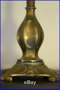 Art Deco Authentic Bradley Hubbard Brass Slag Glass Lamp Signed