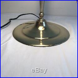 Art Deco Bankers Brass Desk Lamp Green Glass Vintage Light Pull Chain Piano