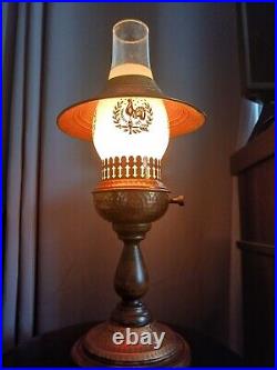 Art Deco Copper And Wood Lamp With Glass Globe. 17