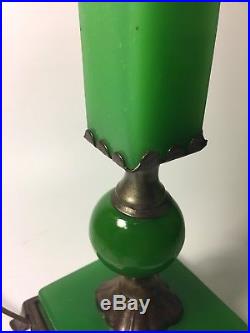 Art Deco Desk Green Jadeite Glass Lamp