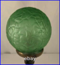 Art Deco Frankart Nuart Style Figural Lamp Green Glass Brain Globe Marble Base