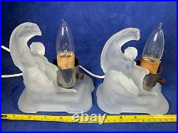 Art Deco Frosted glass Nude Lady Figural Boudoir Vanity Lamp Per Lamp b481