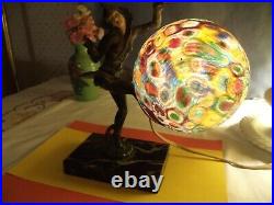 Art Deco Gerdago Pixie Lamp with Millifiori Glass Globe
