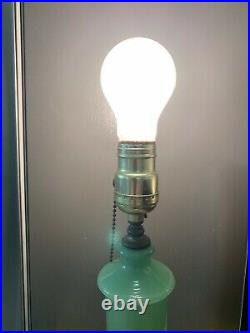 Art Deco Houzex Jadeite Jadite Glass Boudoir Lamp With Original Label