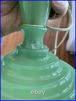 Art Deco Houzex Jadeite Jadite Glass Boudoir Lamp With Original Label