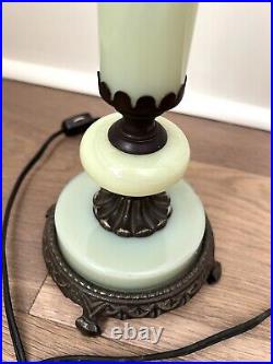 Art Deco Jadeite/Custard Glass Table Lamp- Uranium Glass