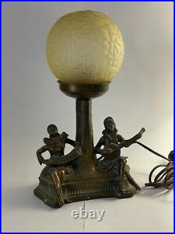 Art Deco Lamp with Original Glass Brain Ball Shade
