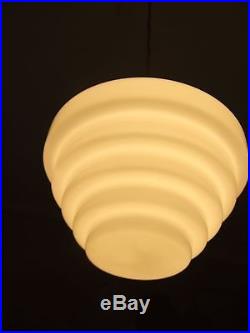 Art Deco Large Lamp Shade White Milk Glass Geometrical Design w Gallery 1930's