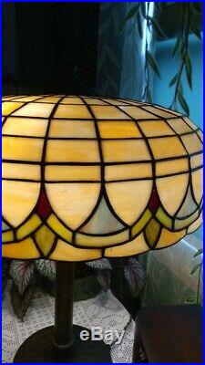 Art Deco Leaded glass lamp Nouveau Handel Tiffany arts crafts slag era
