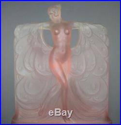 Art Deco McKee Glass Danse DeLumiere Nude Figure Lamp c1930 Lalique Sabino Style