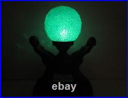 Art Deco No. 248 Double Lady Figural Metal Lamp With Bubble Glass Globe
