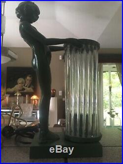 Art Deco Nude Glass Rod Shade Lamp 1930s Frankart Style