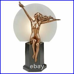 Art Deco Nude Woman With Doves Illuminated 14 Sculpture Lamp Amedeo Gennarell