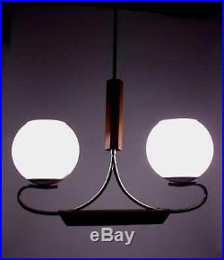 Art Deco Pendant Lamp Bauhaus Chandelier 1930 Light Fixture Ceiling Wood Glass