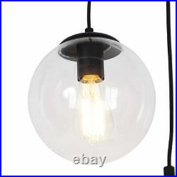 Art Deco Pendant Lamp Black with 3 Clear Shades