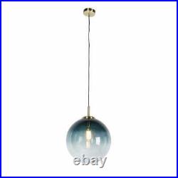 Art Deco Pendant Lamp Brass with 33cm Ocean Blue Shade