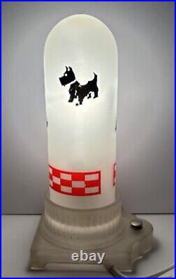 Art Deco Scottie Dog Frosted Glass Torpedo Bullet Shade Lamp Mid Century WORKS