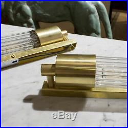 Art Deco Skycraper Style Wall Lights Sconces Lamp. Brass And Glass