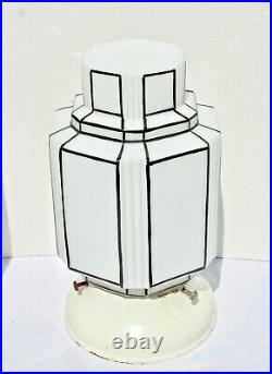Art Deco Skyscraper Lamp Shade Ceiling Mount Light Fixture Vintage Milk Glass