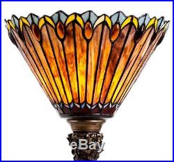 Art Deco Stained Glass Torchiere Lamp Figural Base by River of Goods 27 inches