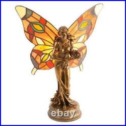 Art Deco Style Butterfly Angel Fairy Tiffany Stained Glass Table Lamp