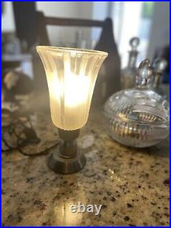 Art Deco Table Frosted Glass 1920s 30s Chrome Lamps