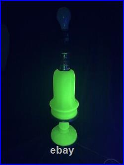 Art Deco Uranium Glass Warren Kessler Green Opaline Lamp Glows Black Light Mcm