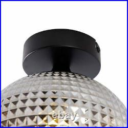 Art Deco ceiling lamp black with smoke glass