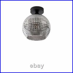 Art Deco ceiling lamp black with smoke glass