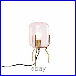 Art Deco table lamp brass pink glass