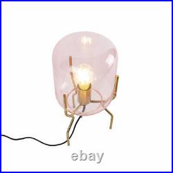 Art Deco table lamp brass pink glass