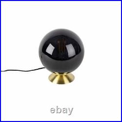 Art Deco table lamp brass with black glass