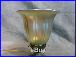 Art Glass Tulip Shade Iridescent Gold Aurene Lamp Art Nouveau Fixture Globe 51