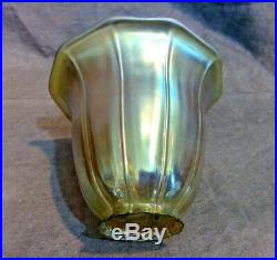Art Glass Tulip Shade Iridescent Gold Aurene Lamp Art Nouveau Fixture Globe 51