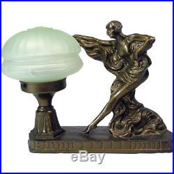 Art Nouveau Accent Lamp with Uranium Glass Shade 1920's