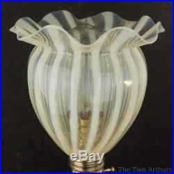 Art Nouveau Antique Brass Table Lamp Benson Powell Vaseline Glass Shade c. 1900