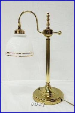 Art Nouveau Arched Table Desk Lamp Gold Tone Brass 21.5in Tall