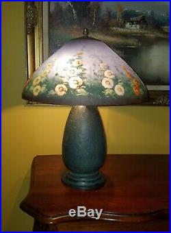 Art Nouveau, Arts & Crafts, Jefferson, Chipped Ice'' Reverse Painted Glass Lamp