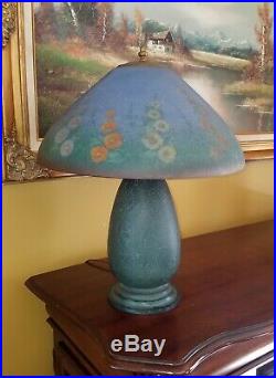 Art Nouveau, Arts & Crafts, Jefferson, Chipped Ice'' Reverse Painted Glass Lamp