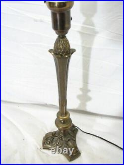 Art Nouveau Brass Table Lamp Organic Light Victorian Lighting Milk Glass Shade