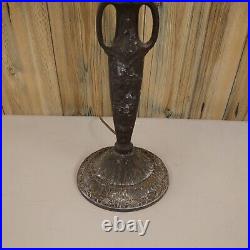 Art Nouveau Cast Iron Table Lamp For Slag or Glass Shade Double Brass Sockets