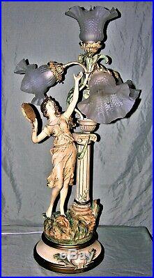 Art Nouveau Collection Francaise L & F Moreau Signed Female Figural Lamp