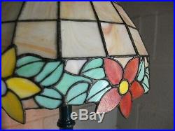 Art Nouveau Floor Lamp Wood and Glass Tiffany Styled Floor Lamp