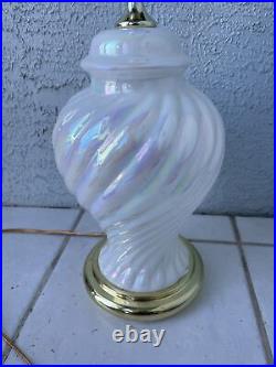 Art Nouveau Iridescent? Opalescent Glass Brass Table Lamp/Desk/Piano 27