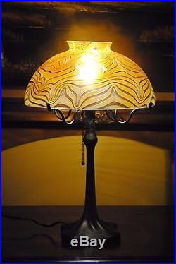 Art Nouveau Jugendstil Austrian Iridescent King TUT Loetz Glass Handel Lamp