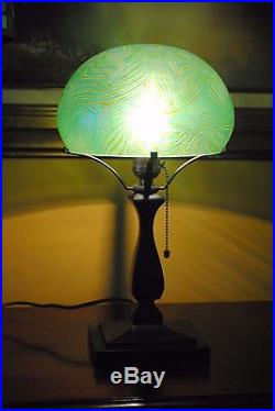 Art Nouveau Jugendstil Era Iridescent Loetz Art Glass Formosa Shade Desk Lamp